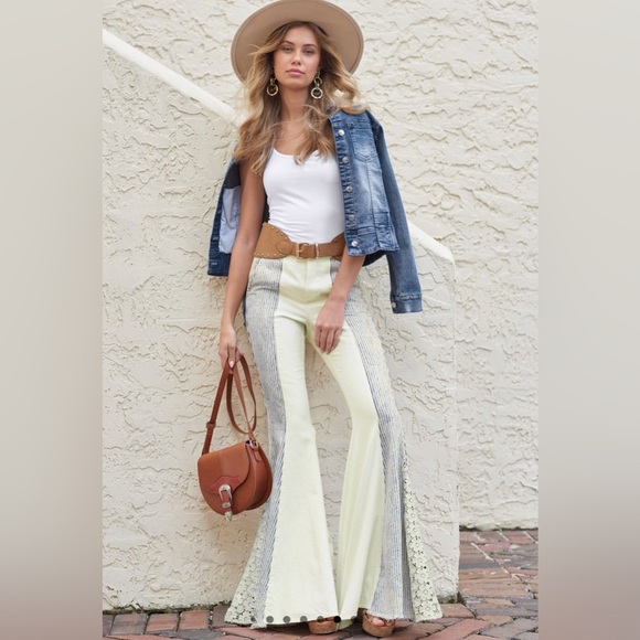 Trendy Flared Pants with Denim Jacket - Picture 1 of 16